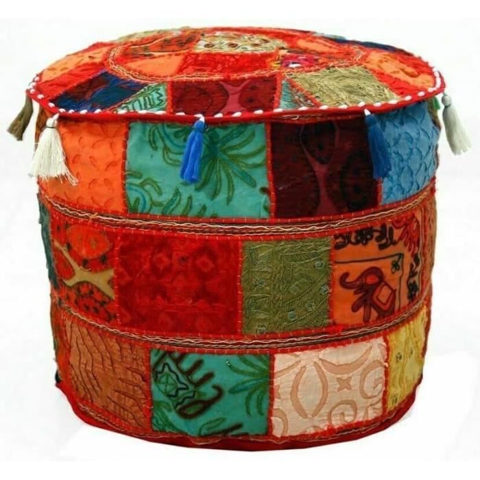 Baoblaze Rond De Repose-Pieds De Housses De Pouf Des Couvertures De Pouf De Stockage De Tissu