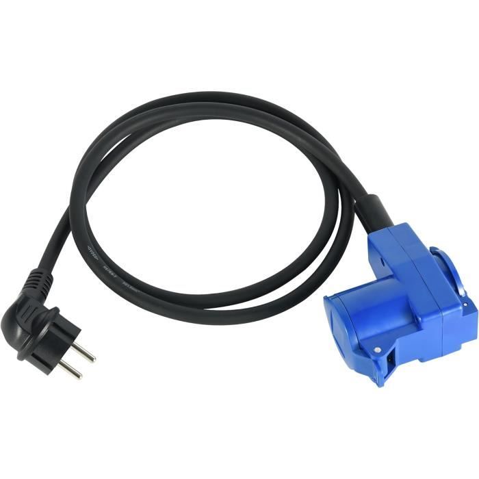 55092 Camping 1,5 M-Rallonge-Adaptateur Fiche Coudée Cee Avec Prise ...
