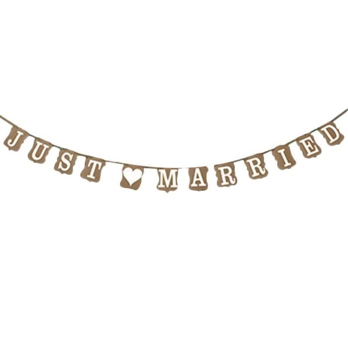 1 Pcs Just Married Guirlande Banniere Banderole En Jute Vintage Decoration Pour Ceremonie Mariage Size 11 15cm 3m Cdiscount Maison