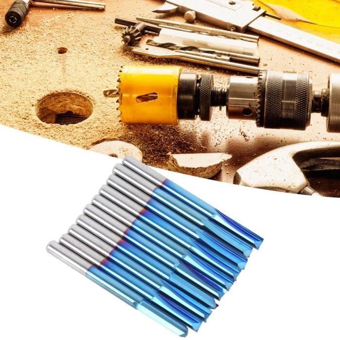 10pcs Fraises à Bouts Nano 3.175mm Revêtement Bleu - Outils Fraisage CNC Pour EVA Mousse, Contreplaqué & Carbure Cémenté