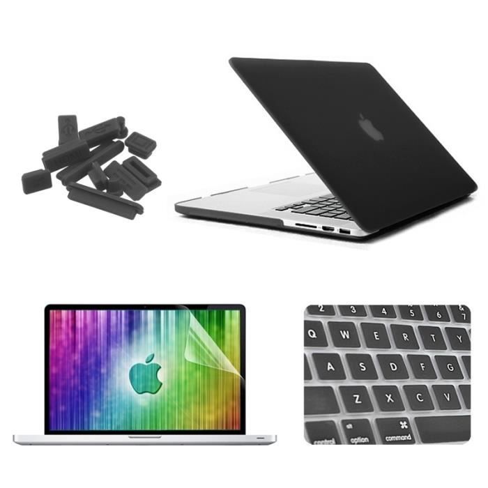 Housse Étui pour MacBook Pro Retina 13.3 pouces Noir 4 en 1 Coque de protection en plastique dur