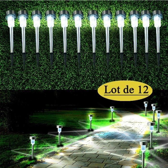 Lampe Solaire Jardin Exterieure au Sol,12pcs Lampes Jardin Etanche Lampe  Sans Fil LED Décoration Eclairage Solaire Extérieur Blanche