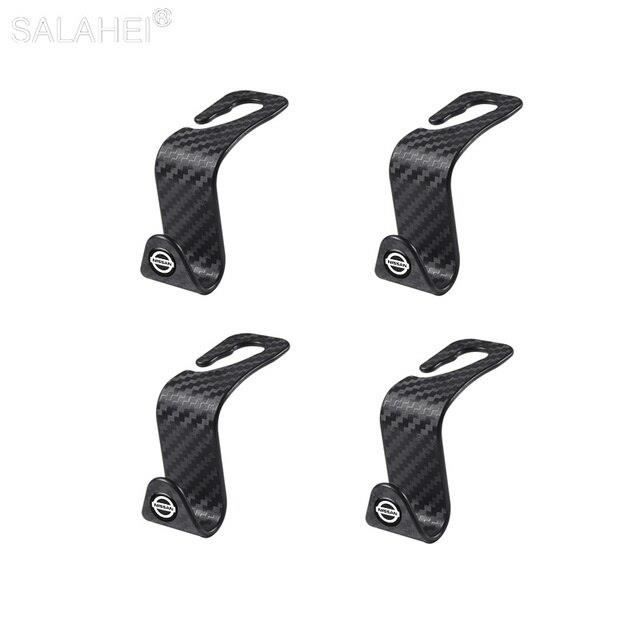 Lot De 4 Crochets Pour Siège Auto - Double Crochet Pivotant 360° En ABS Et Cuir, Pour Sacs Et Affaires (noir) - 5
