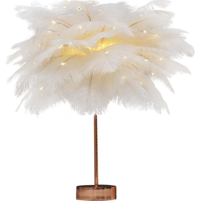 ZGEER Mini lampe de table LED plume blanche lampe de chevet lampe de table décorative chambre.