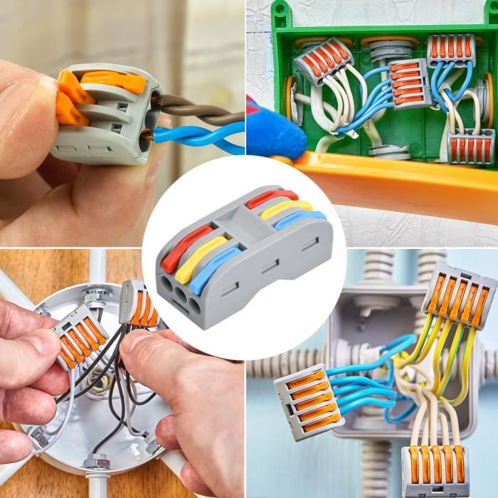 Qqmora borne à connexion rapide Kit de connecteurs de fils électriques à  épissure compacte, bornes à electronique industriel - Cdiscount Bricolage