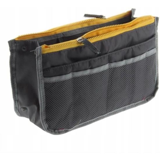 Organisateur De Sac à Main Interieur - Pochette Rangement Nylon Avec Crochet Clés - Pour Sac Fourre-Tout