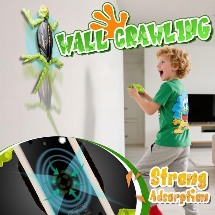 Gecko Télécommandé – Lézard Robot Grimpeur Sur Murs Et Plafonds – Rechargeable – Cadeau 3+