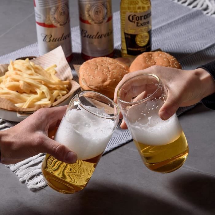 Lot De 4 Verres De 473,6 G Avec Couvercles En Bambou Et Paille En