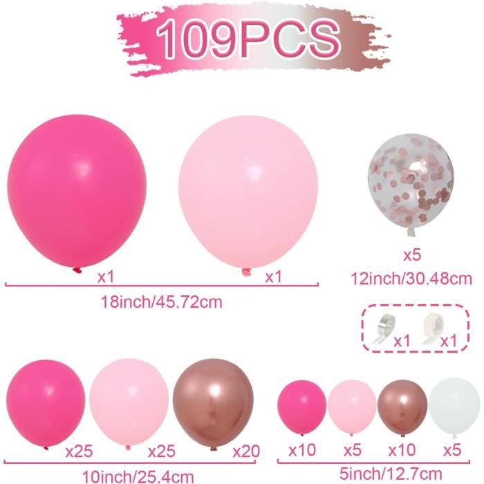 Kit Arche Ballon Noir Rose, 154Pièces Guirlande Ballons Mat Noir Rose Rouge  Blanc Rose Ballon Argent Confetti Pour Fille Femm[H8460] - Cdiscount Maison