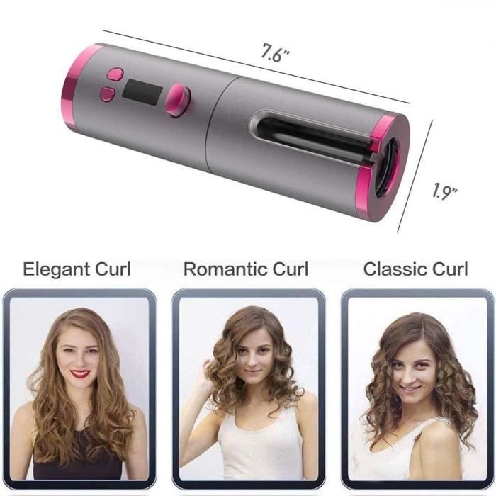 Fer à Friser Automatique SHEON Sans Fil – Bigoudi Rotatif Rose