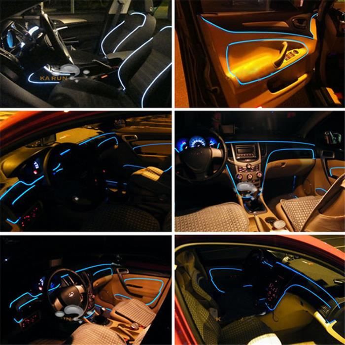 6 en 1 RVB LED lumière d'ambiance de voiture 8M lumière de bande de fibre  optique, production de musique de bricolage de contrôle d' - Cdiscount Auto