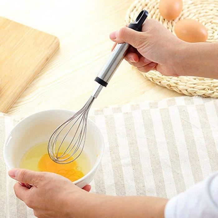 Fouet à œufs manuel en acier inoxydable avec poignée en silicone, ustensile  de cuisine idéal pour le lait et la crème - AliExpress