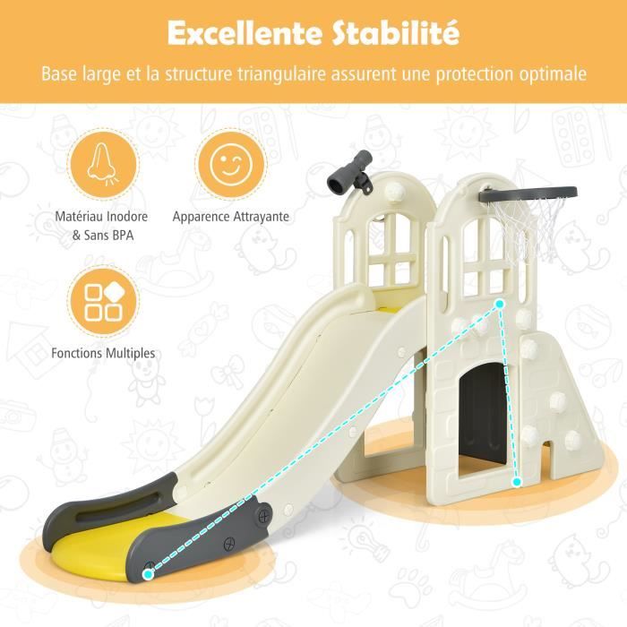 GOPLUS Ensemble Toboggan et Balançoire 6 en 1, avec Panier de Basket Hauteur Réglable&Football&Golf, Motif de Dinosaure,pour 3-8 Ans, Escalade Aire de Jeu Intérieur & Extérieur (Dinosaure Orange GOPLUS Ensemble Toboggan et Balançoire 6 en 1, avec Panier de Basket Hauteur Réglable&Football&Golf, Motif de Dinosaure,pour 3-8 Ans, Escalade Aire de Jeu Intérieur & Extérieur (Dinosaure Orange