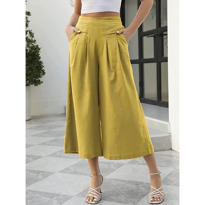 Pantalon fluide jaune femme outlet