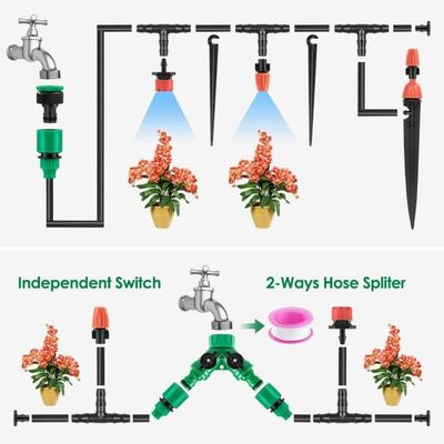 Kit Irrigation Goutte à Goutte 211 Pièces 40m - Système Arrosage Automatique Jardin Serre Terrasse