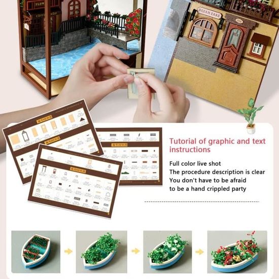 Book Nook Kit 3D – Maison De Poupée En Bois Avec LED – Bibliothèque Miniature à Construire – 20,5x15,9x9,2 Cm – Dès 14 Ans