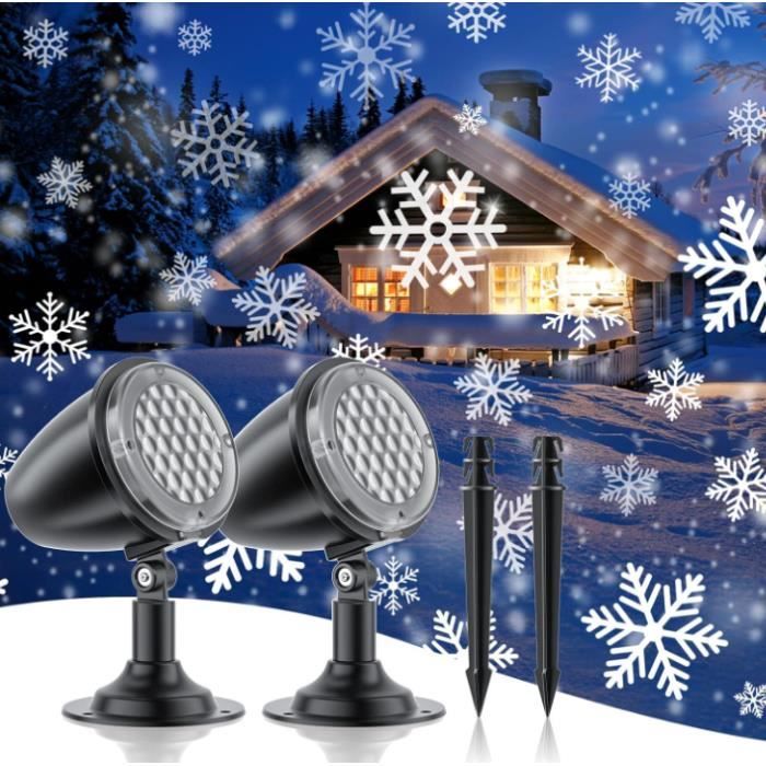 projecteur de Noël extérieur, projecteur de Noël à LED extérieur effet de  chute de neige, flocon de neige, étanche
