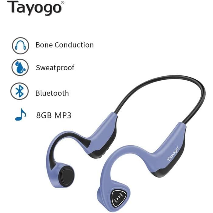 Casque Conduction Osseuse, Ecouteurs Conduction Osseuse Bluetooth 5.2 sans  Fil avec Micro Écouteur Bluetooth de Sport en Alliage de Titane IP55 pour