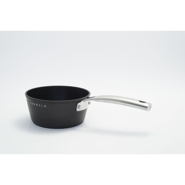 Faitout Baumalu 24 Cm En Aluminium Forgé - Revêtement Anti-adhérent Intérieur, Extérieur Noir - Compatible Induction, Tous Feux - Avec Couvercle En Verre
