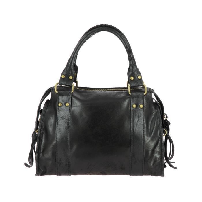 Sac a main noir cuir on sale