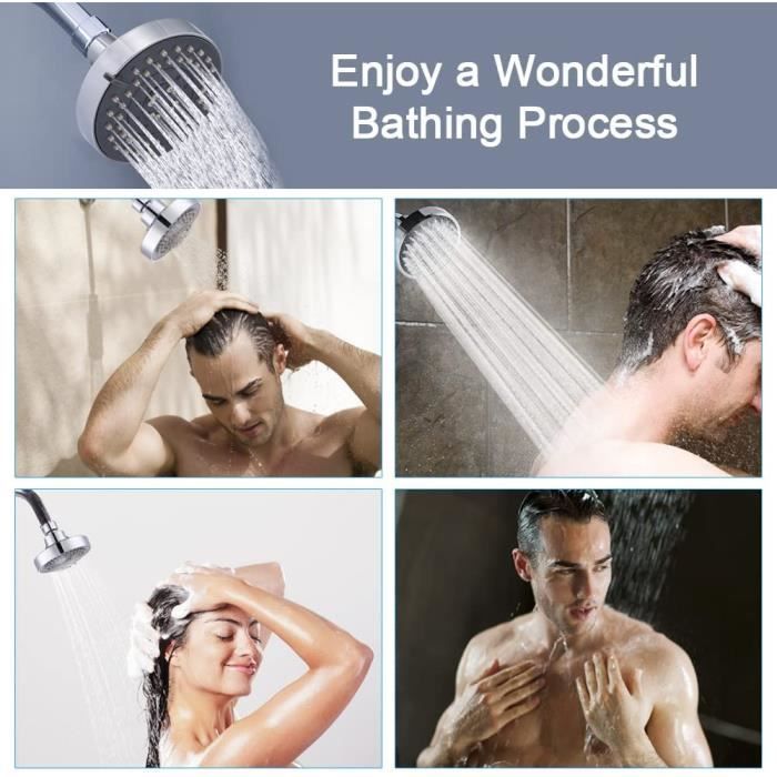 Pommeau De Douche Multifonction à Effet Pluie - 5 Modes De Pulvérisation Et Finition Chromée