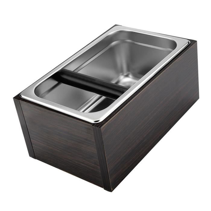 Boîte à Café En Acier Inoxydable 3L Avec Poignée - Récipient à Marc De Café Knock Box, Design Élégant Noir Et Argent