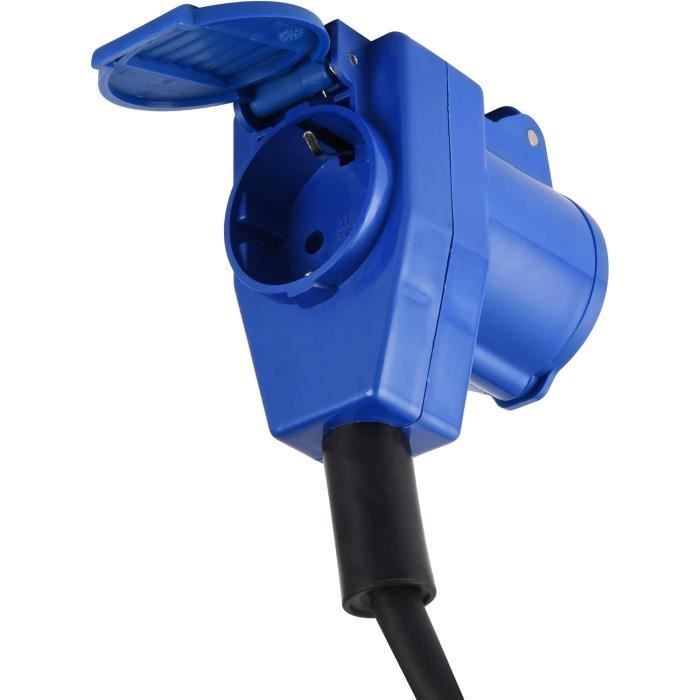 55092 Camping 1,5 M-Rallonge-Adaptateur Fiche Coudée Cee Avec Prise ...