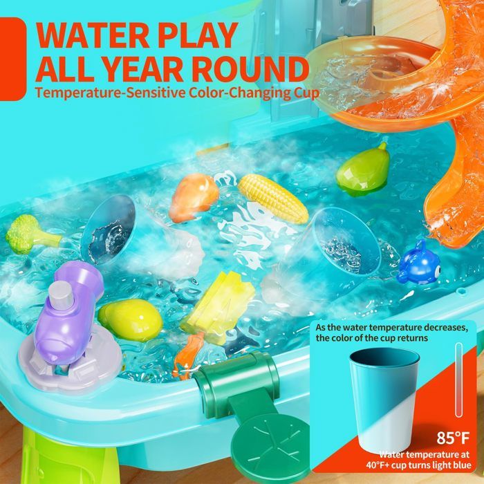 Table D'eau Pour Enfants – Avec Pompe à Circulation Et Accessoires, Jeu Sensoriel été, Intérieur/extérieur, Dès 3 Ans