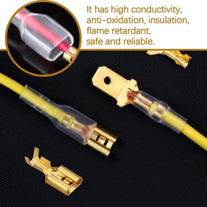 Cosse Ronde 400 Connecteurs électriques Laiton - Kit Bornes Mâle/femelle 3.9mm Connecteur Electrique Moto