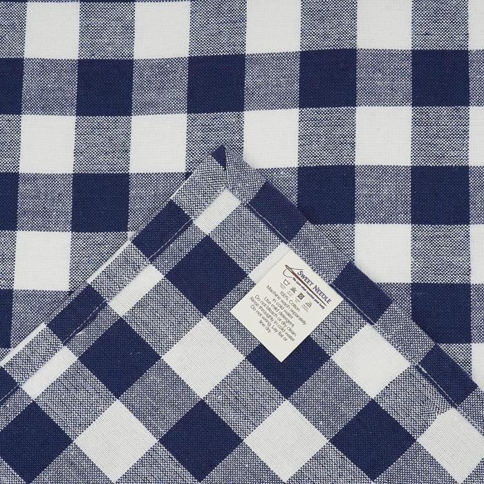 Lot De 6 Serviettes De Table En Tissu Vichy - 45x45cm - 50% Coton 50% Polyester - Qualité Hôtelière - Fabriqué En Espagne