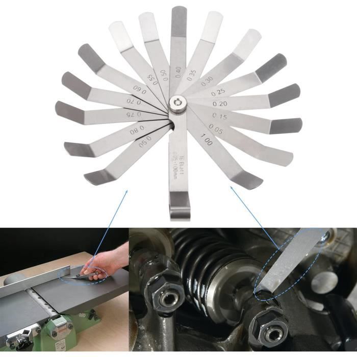 Utoolmart Jauge D'épaisseur Métrique, Outil De Mesure De L'écart En Acier Au Manganèse 200 Mm De Long Avec 17 Lames