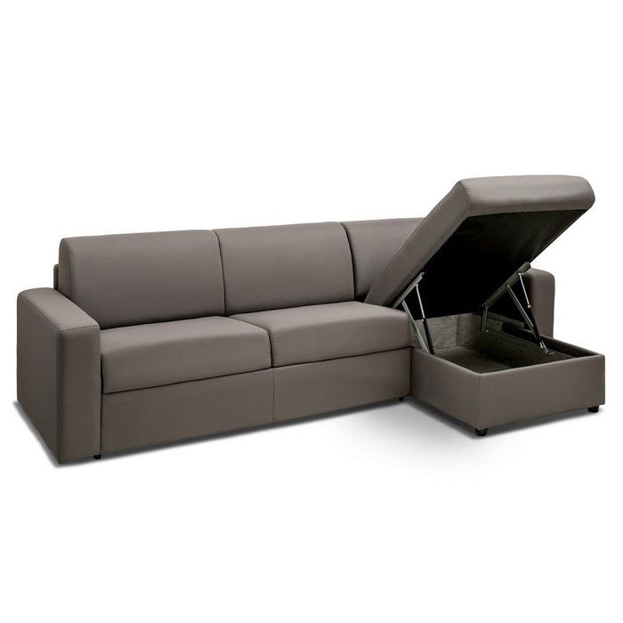 Canapé d'angle express , Canapé angle réversible méridienne EXPRESS BERLIN couchage 160 cm matelas 16 cm pieds métal noir tissu bleu
