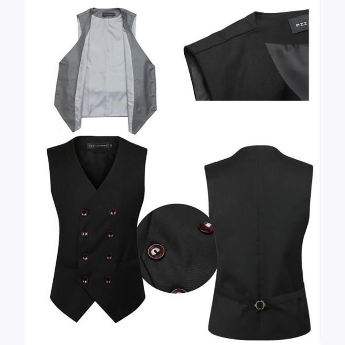 Gilet double boutonnage en costume Homme Coupe Slim Gris Gris Cdiscount Pret a Porter