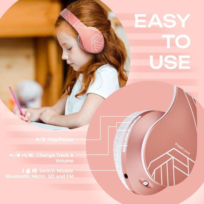 Casque Bluetooth Enfant, P2 Casque Audio Pour Enfants Avec Volume Limité À 85Db, Écouteurs Sans