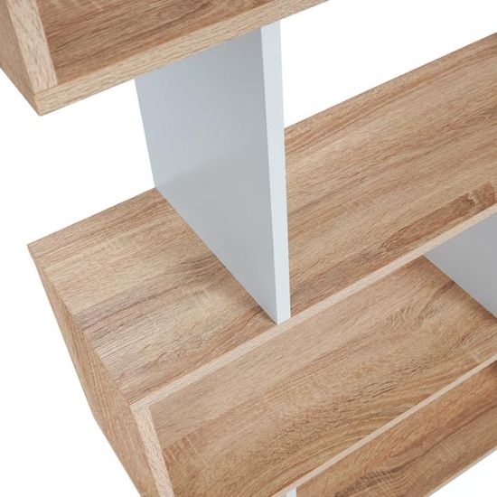 IDMarket - Étagère Bibliothèque SOFIA Forme S Hêtre Et Blanc 189 Cm - Design Moderne Et Fonctionnel