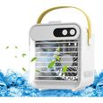Ventilateur climatiseur avec support pour téléphone, miroir, rafraîchisseur d'air et humidificateur, 180 ml, 3 vitesses, USB