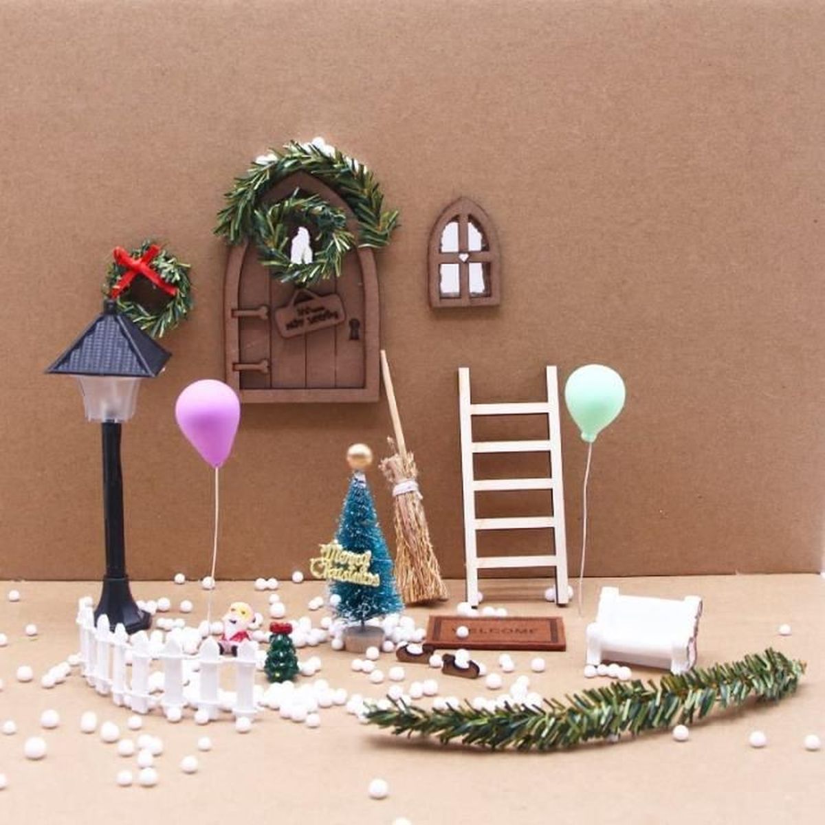 Kit Porte Lutin De Noël 28 Pièces – Accessoires Lumineux Miniature Avec Sapin, Renne, Bottes, Éclairage Pour Décoration Magique