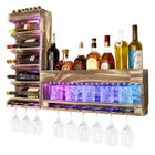 Yorbay Casier à Vin Mural avec Éclairage LED, Étagère à Bouteille Range et Porte-Verre à Pied, Assemblage et Combinaison Libres