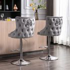 WAHSON OFFICE CHAIRS Wahson Tabouret de Bar Velours Lot de 2 Chaise Bar Haute Tabourets avec Repose-Pieds, Tabouret Haut pour Bar-Cuisine(Gris)