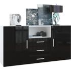 Vladon Buffet Commode Skadu en Blanc mat - Noir haute brillance
