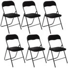 BRAND Toilinux - Lot de 6 Chaises pliantes effet velours - Noir