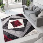TAPISO Tapis Salon Poil Court DREAM Rouge Gris Noir Carreau 100% Polypropylène Intérieur 160x230 cm