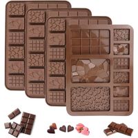 4 Pièces Moule Tablette Chocolat,20.4x15cm Break-Apart Moule à Chocolat,Moule à Tablette de Chocolat en Silicone,Facile à Démouler