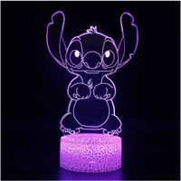 3D Lampe À Led Glow Night Lights Stitch Modèle Led Kiddécoration De Chambre Lumières Avec Télécommande Parfait 