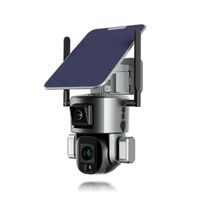 Double caméra pilotable solaire Wifi Ultra HD 4K waterproof Zoom X10 autotracking IR détection de mouvement avec alarme et sirène