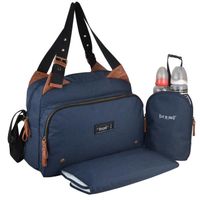 Baby on board-sac à langer -sac titou bleu denim - 2 compartiments 8 poches - sac repas - tapis à langer sac linge sale attaches