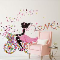 Personnalités font EHONG fille fleurs papillon art décalque stickers muraux pour décoration murale bricolage chambres d'enfants de d