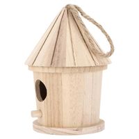 Hililand nichoir à oiseaux suspendu Nid d'oiseau suspendu en forme de rond en bois naturel bricolage maison d'oiseau en bois pour