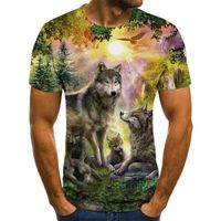Tee shirt Animal,Loup 3D Imprimer T-shirt Hommes Femmes Mode Aigle 3d Hip-Hop T-shirt Imprimé Animal Manches Courtes Haut D'été T-s