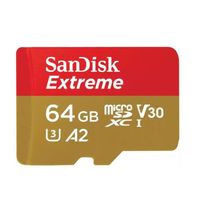 Carte microSDXC SanDisk Extreme 64 Go pour jeux sur mobile jusqu'à 170 Mo/s avec A2 App Performance UHS-I Classe 10 U3 V30